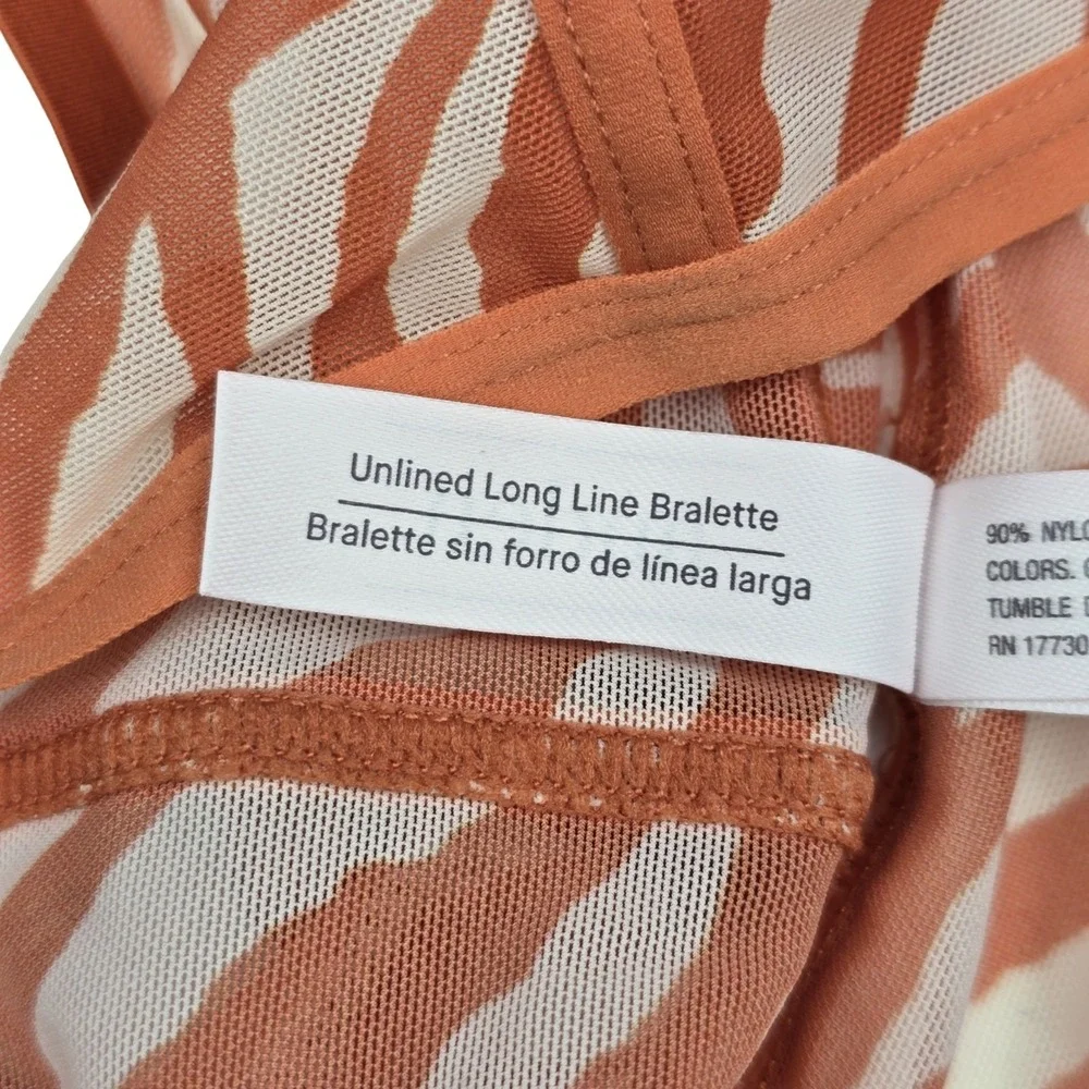 Auden Unlined Bralette M Orange Zebra Animal Print Sheer Mesh Wireless Bra NWOT